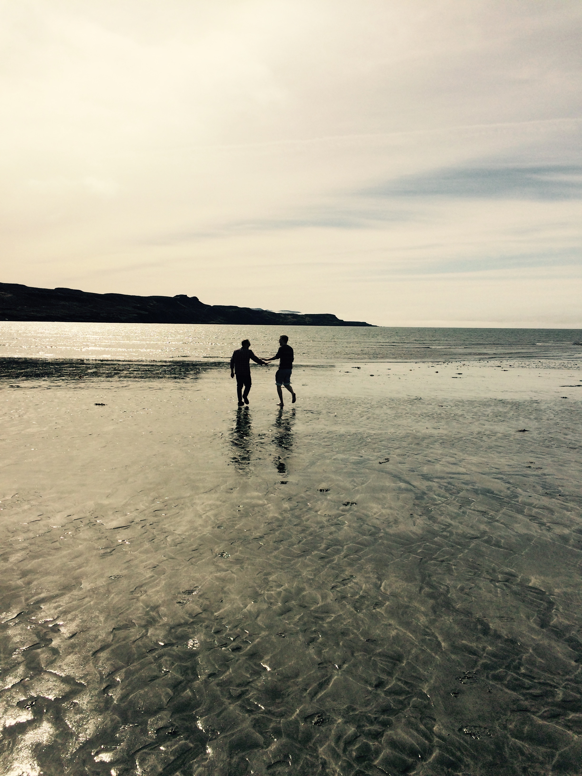 A walk along a sunlit beach